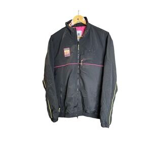 Adidas Black Neon Pink Track Jacket Mens Size Medium Zip Up Athletic